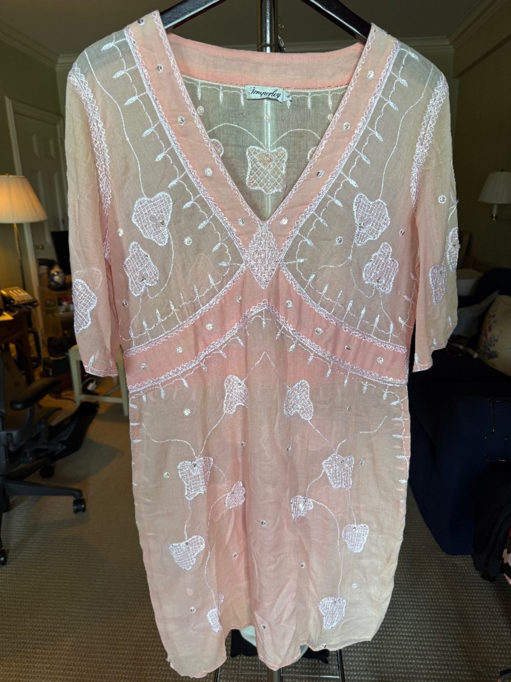 Temperley London Embroidered Sheer Tunic Dress